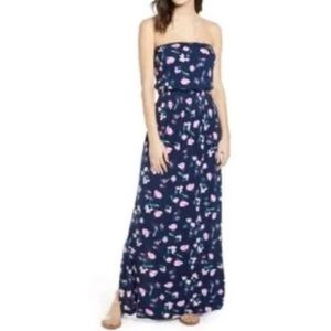 BP. Women’s Navy Indigo Sweet Maxi Sleeveless Floral Dress w/ Side Slit